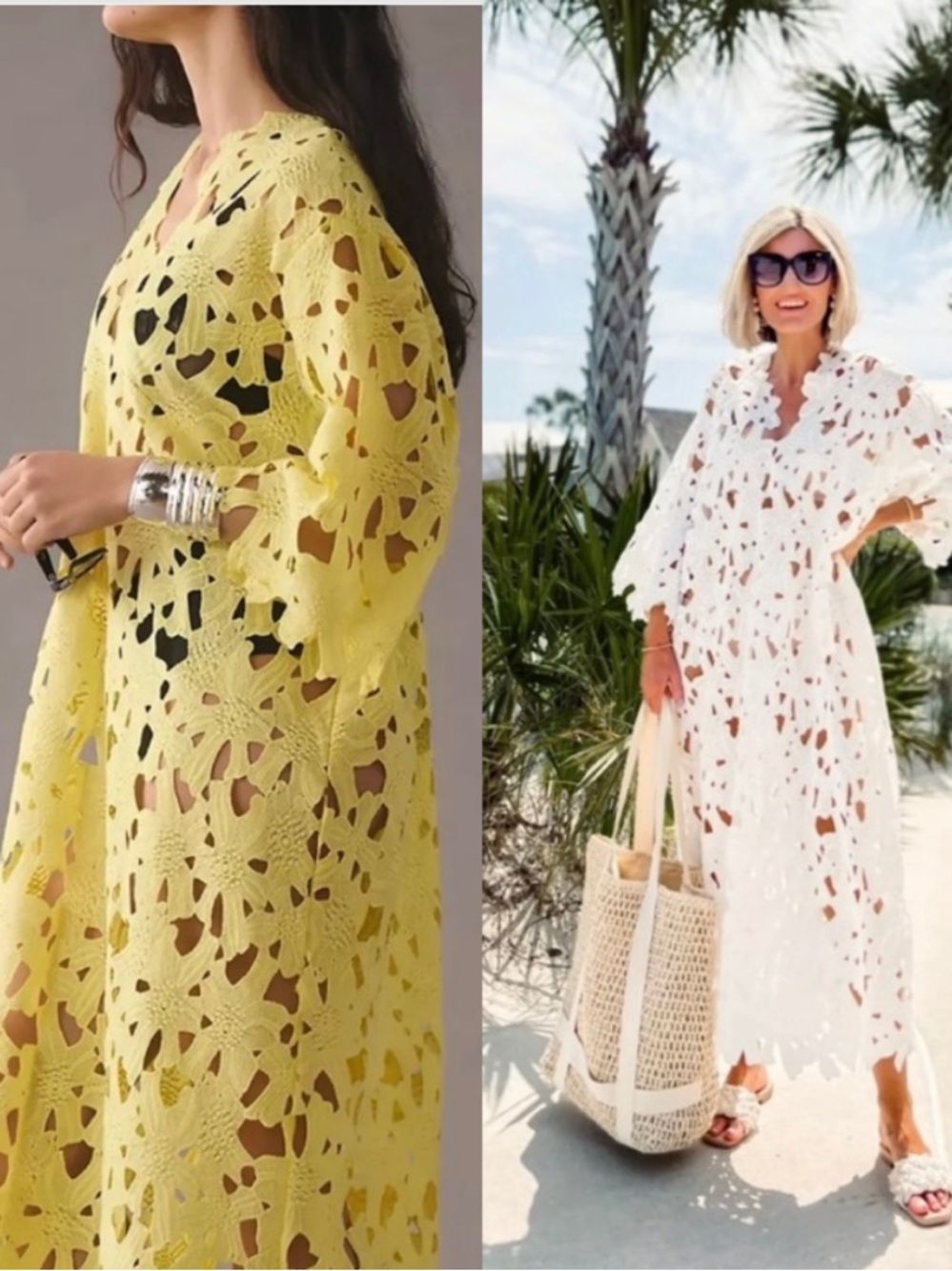 New Anthropologie Floral Eyelet Kaftan Dress